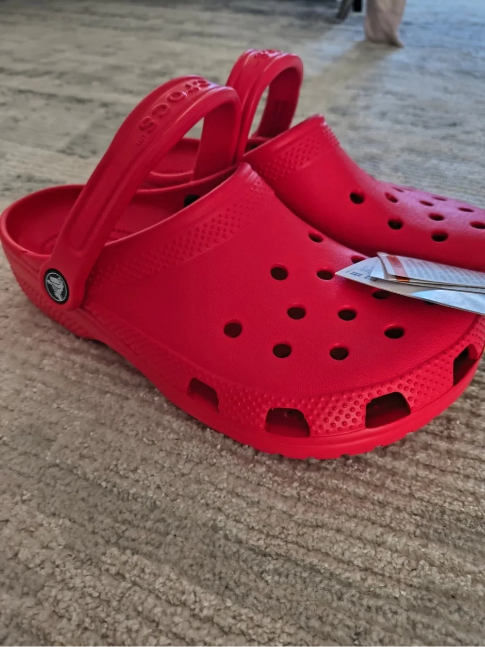 CROCS Kids Classic Red Vented Clog with Heel Strap